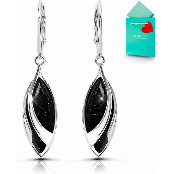 Cercei din argint 925, Promette, model Noptile Cairo, piatra decorativa, placare cu rodiu