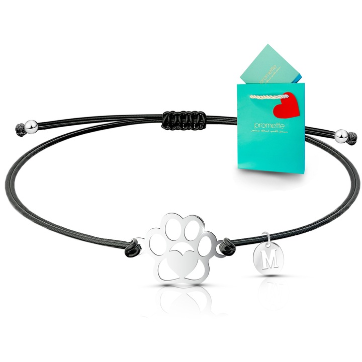 Bratara cu snur ajustabil, argint 925 Promette, simbol labuta