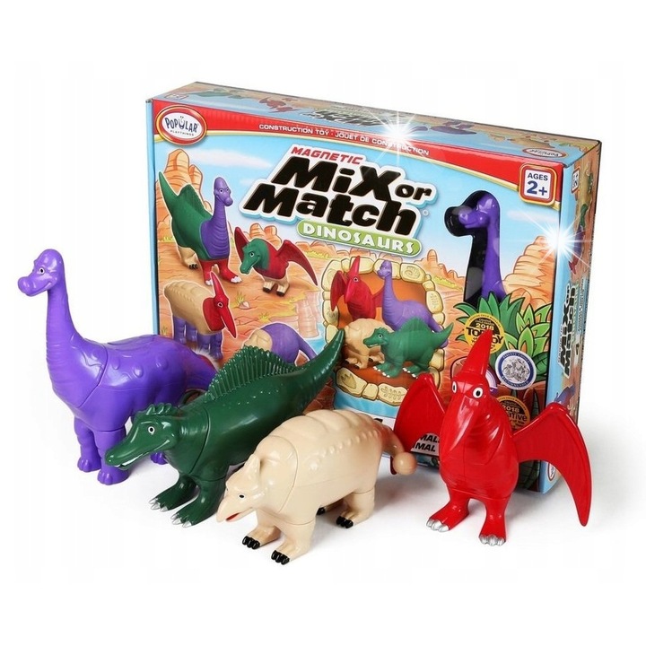 Dinoszaurusz figura készlet, Malblo, 4 dinoszaurusz, többszínű, 16-18 cm