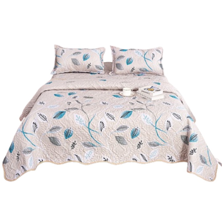 Cuvertură de pat, Microfibra, 3 piese, Imprimeu Multicolor, 220x240cm