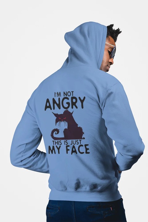 Hanorac unisex D&B ZIPEB00022 Angry Albastru deschis - Mărimea 3XL