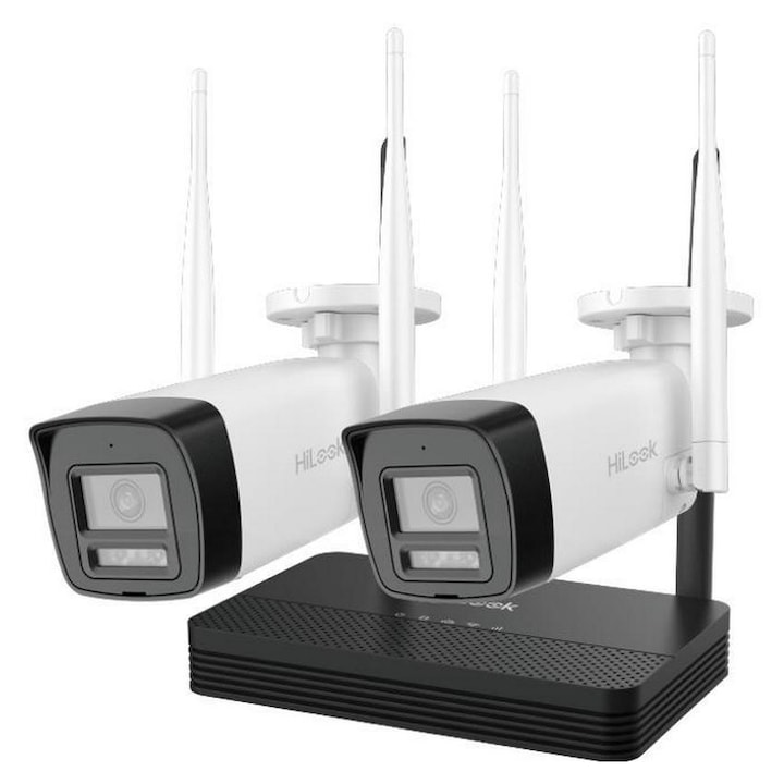 Комплект за безжично външно IP наблюдение Hikvision HiLook IKS-2042BH-PH/W, EasyLink, 2 камери, 2MP, IR 30м, аудио, microSD, NVS