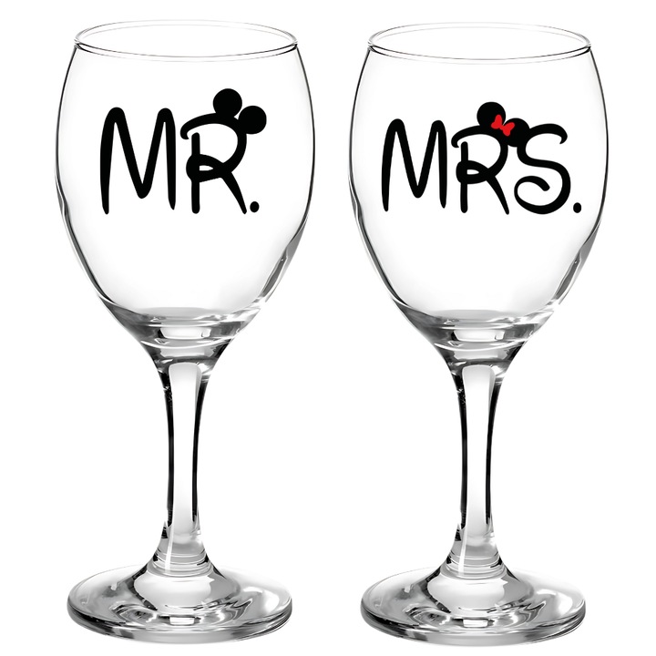 Borospoharak házaspároknak, szerelmeseknek, 25cl, ideális nászajándék/évfordulós/eljegyzési ajándék, Valentin-napra
