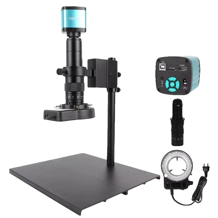 Видео микроскоп, 180X, 48MP, пълен комплект, монокулярен дизайн, HDMI и USB свързаност