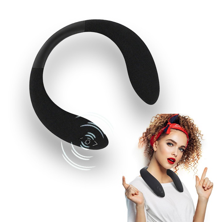 Vezeték nélküli sport fülhallgató, gamer fülhallgató, Garsonal®, Bluetooth 5.3, 10 méteres hatótávolság, 600 mAh, fekete