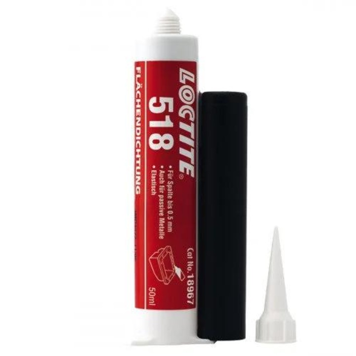 Loctite 518 felülettömítő, 50ml, félig rugalmas gél, közepes szilárdságú, piros, alkalmas alumíniumhoz, öntöttvashoz, acélhoz, vashoz