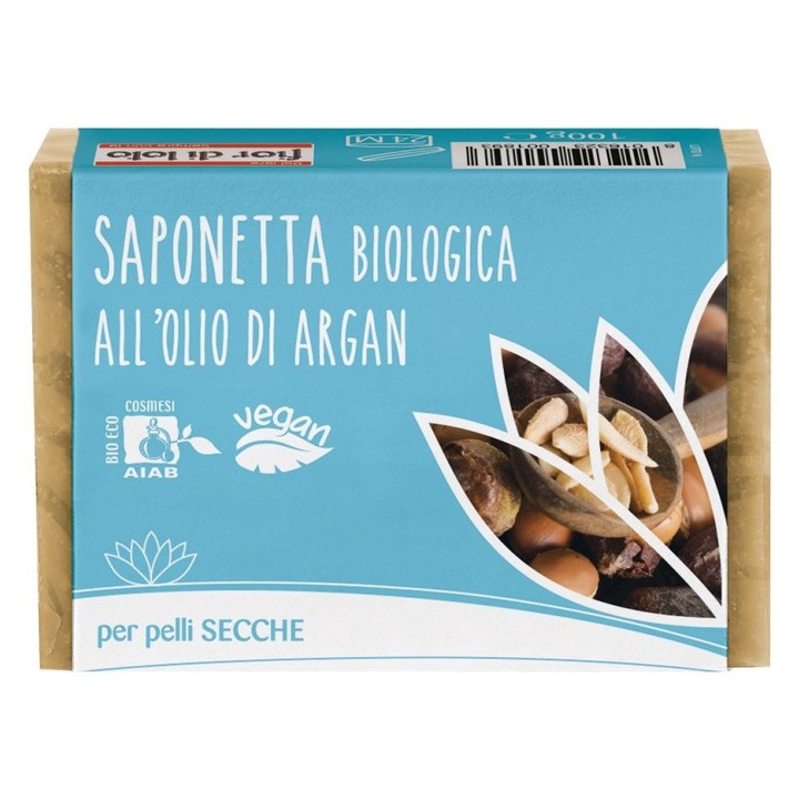 Sapun solid cu ulei de argan bio, pentru piele uscata, vegan, Fior di Loto 100g