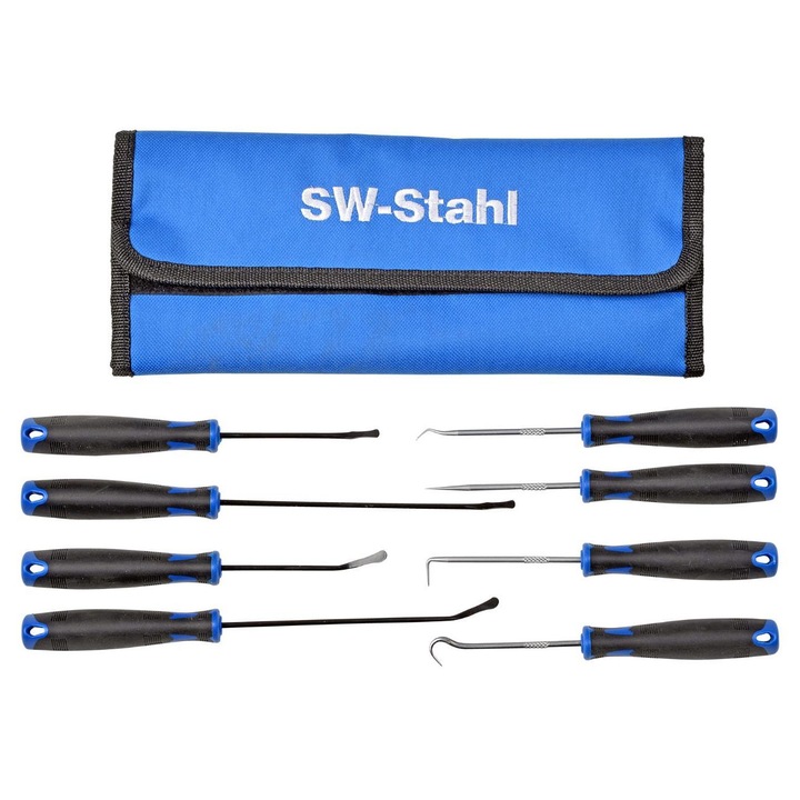 Set de 8 extractoare pentru garnituri SW-Stahl SW94872L, cu maner din plastic si husa textila