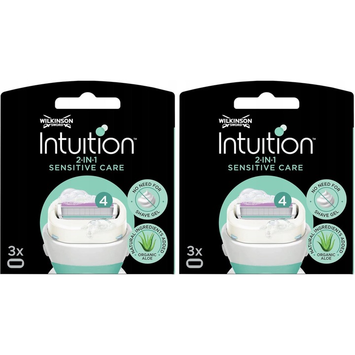 Rezerve Intuition Sensitive Care pentru femei, 6 buc, Wilkinson, 4 lame, cu unt de shea