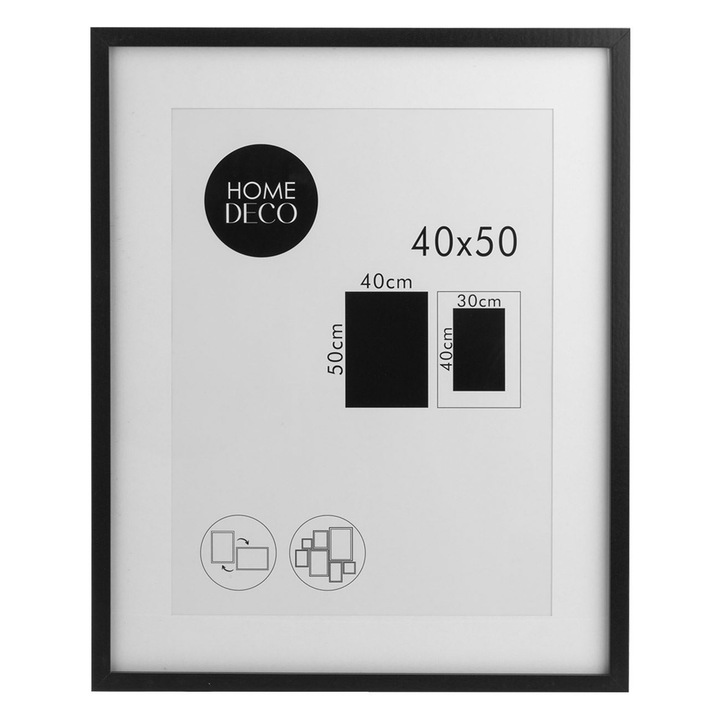 Tablou Decorativ Paspartu din Lemn de Culoare Neagra 40x50cm