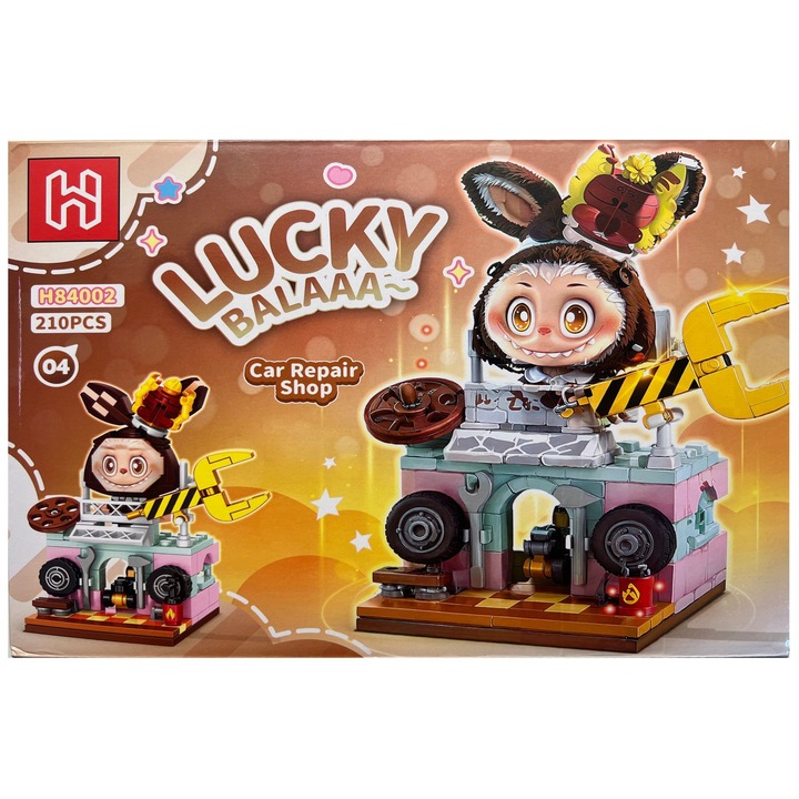 Set de constructie Micul Orasel 4 in 1, Service Auto, 210 piese