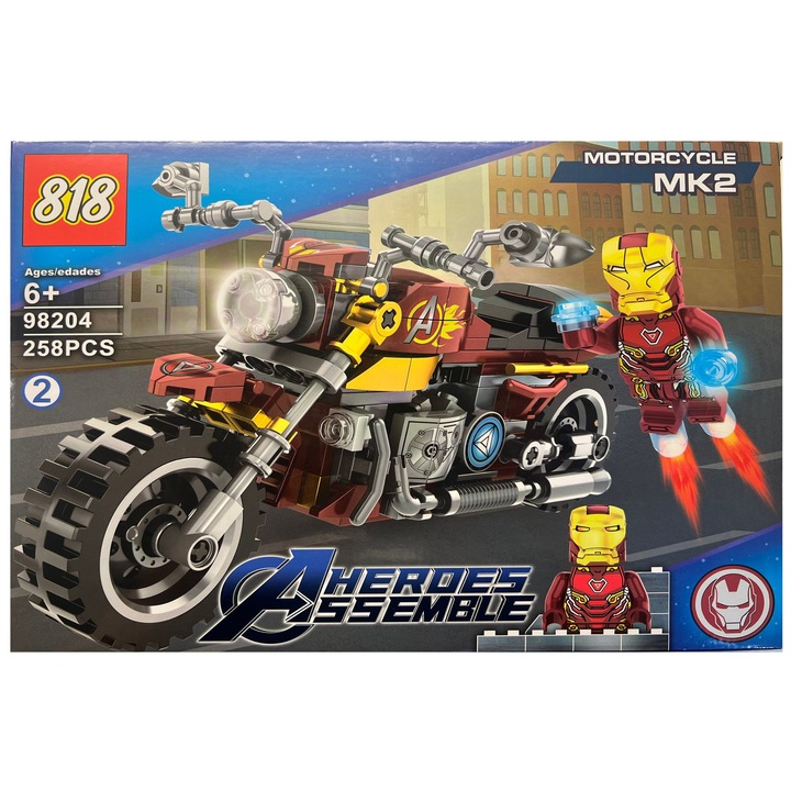 Bosszúállók építőkészlet, Vasember motorja, 258 darabos