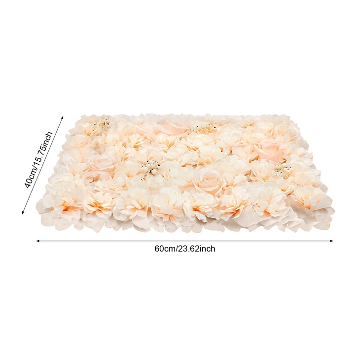 Dekoratív virágpanel, elegáns design, halványsárga, könnyű felszerelés