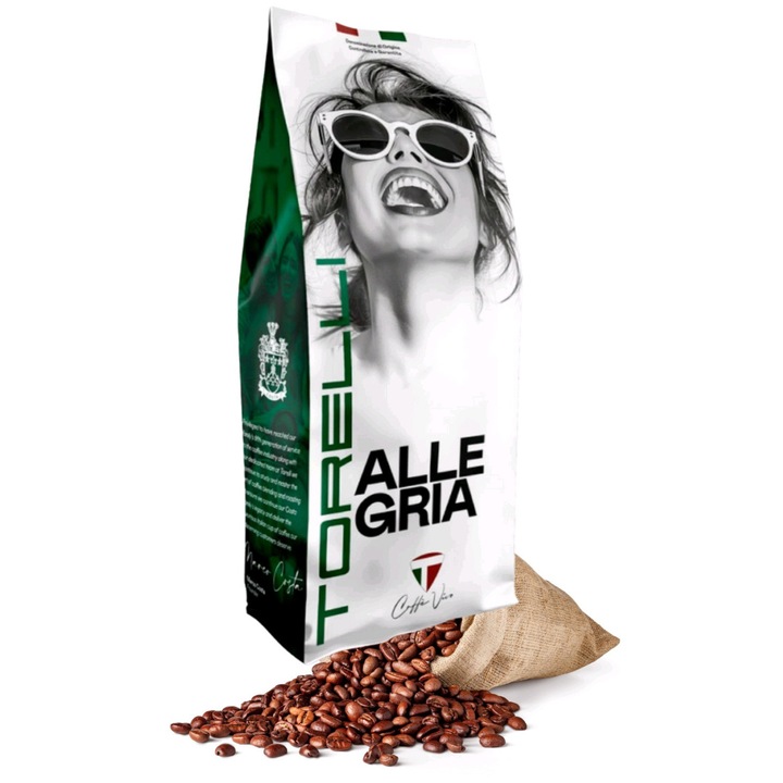 Cafea Boabe TORELLI ALLEGRIA 1 kg, 60 % Arabica + 40 % Robusta