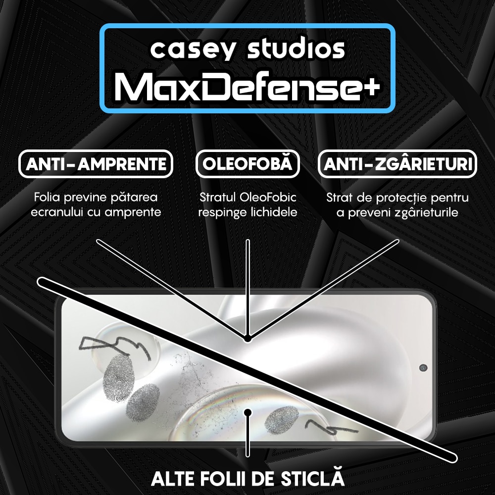 Folie Sticla CASEY STUDIOS™ compatibila cu Motorola Edge 30 Neo, MaxDefense+, Anti Zgarieturi, Full Glue, Full Cover 3D, Protectie Ecran 3D, Duritate Ridicata, Margini Negre