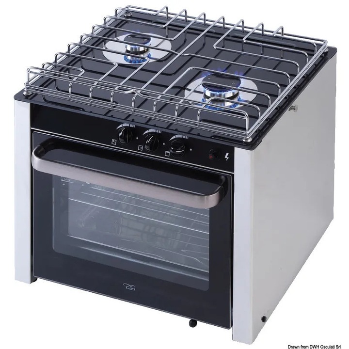 Plita cu Gaz si Cuptor, 3 Arzatoare, Articulatie Cardanica, 22 Kg