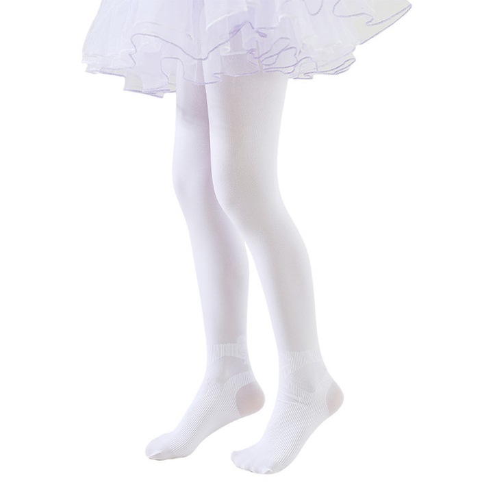 Dresuri de dans copii, elasticitate ridicata, alb, marimea L (6-8 ani), lungime 70cm