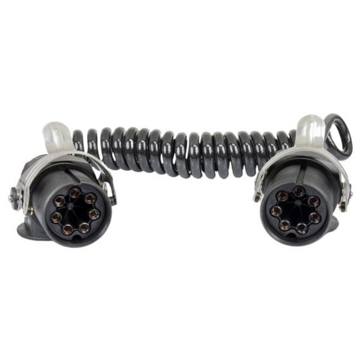 Cablu electric spiralat MVM model ECC011, cu 7 pini, compatibil EBS/ABS, culoare neagra