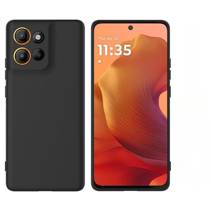 Motorola Moto G56 tok, prémium bársonyos szilikon, kameravédelem, mikroszálas belső, fekete