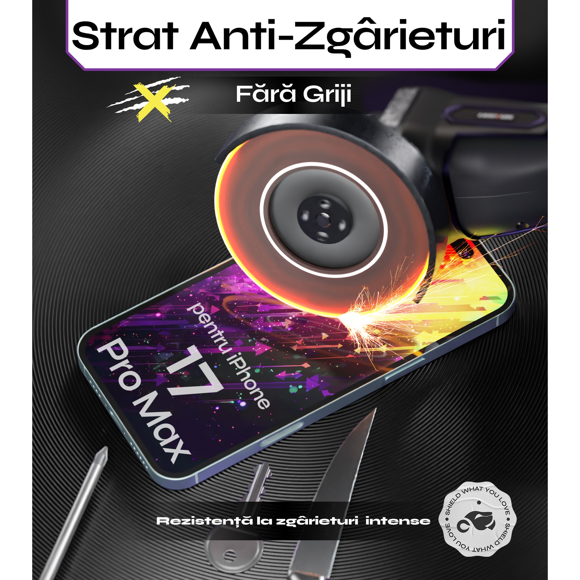 Set 2 Folii sticla Privacy pentru iPhone 17 PRO MAX, 6.9", DefenSlim, Privacy Glass, montaj rapid 30 sec cu Easy Install Kit