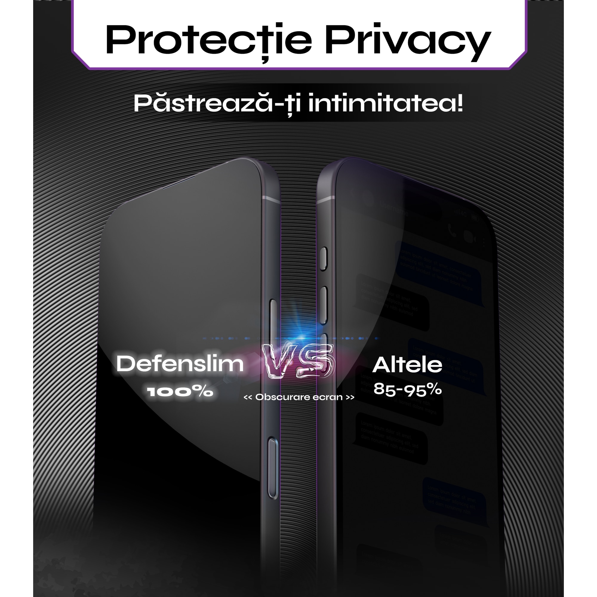 Set 2 Folii sticla Privacy pentru iPhone 17 PRO, 6.3", DefenSlim, Privacy Glass, montaj rapid 30 sec cu Easy Install Kit