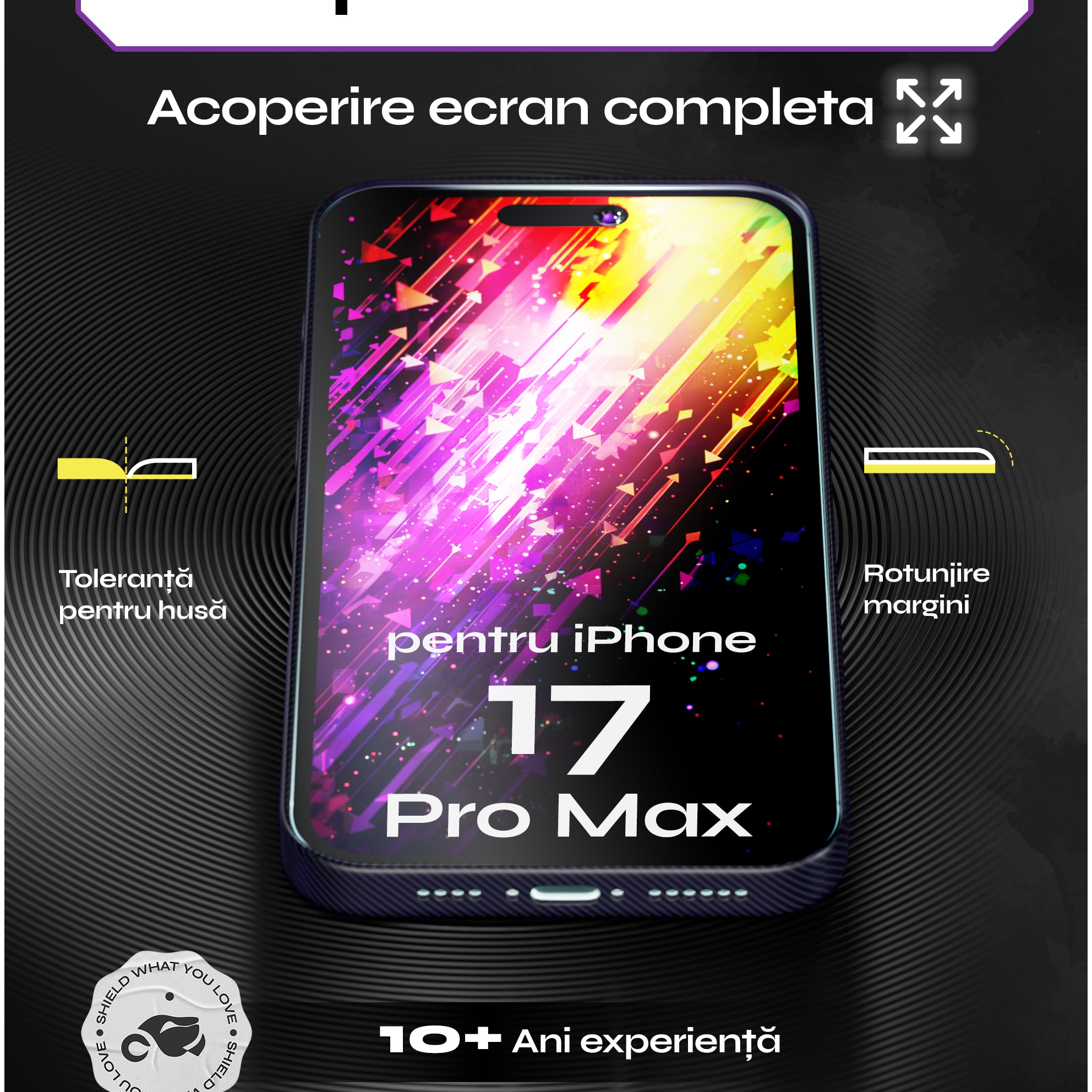 Set 2 Folii sticla Privacy pentru iPhone 17 PRO MAX, 6.9", DefenSlim, Privacy Glass, montaj rapid 30 sec cu Easy Install Kit