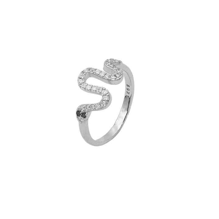 Inel Argint Minimalist Snake cu Pietre Zirconia 11