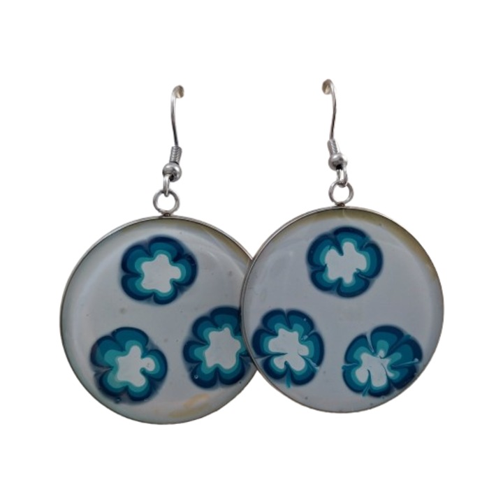 Kézzel készített, egyedi, kék fülbevaló