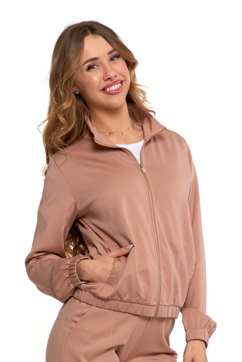 Moraj női kabát, cipzárral, viszkóz, poliamid, bézs