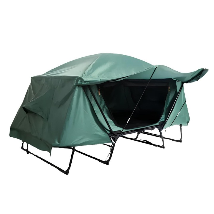 Cort camping cu pat pliabil RESTEQ, 210x80x120 cm, impermeabil, cu plasa antiinsecte