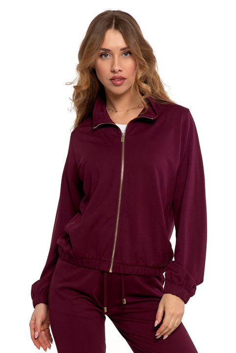 Jacheta dama Moraj, cu fermoar, viscoza, poliamida, rosu