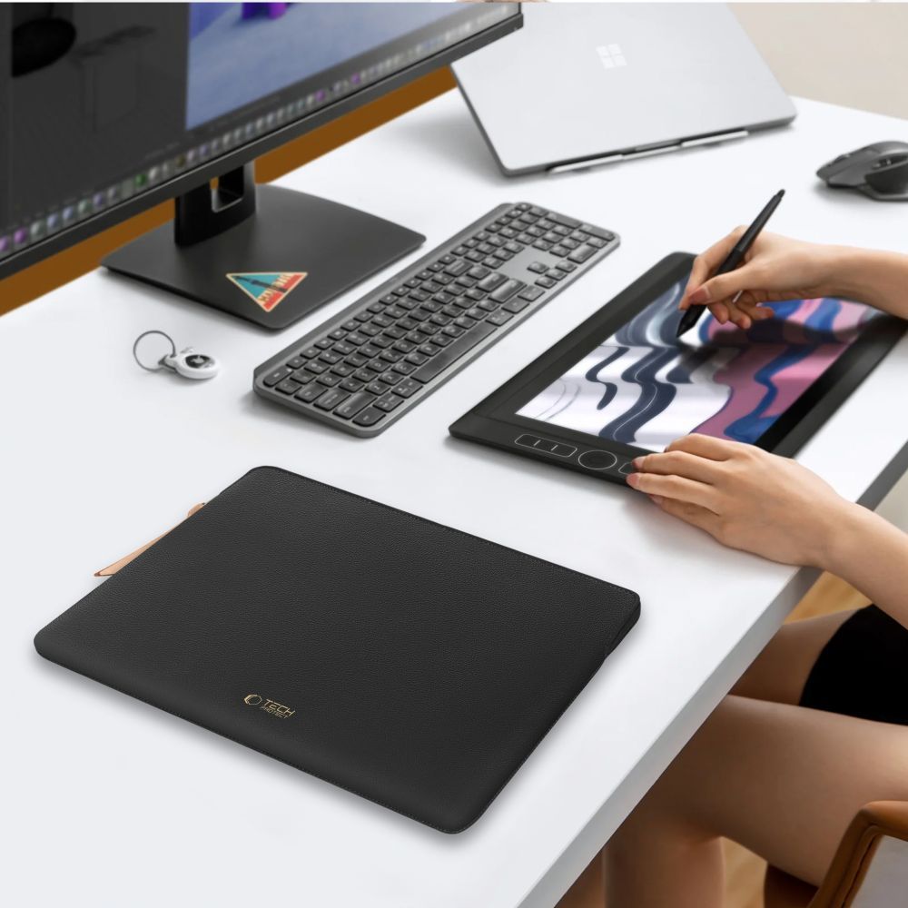 Husa Tech-Protect Fleece compatibila cu laptop 13/14 inch, Black