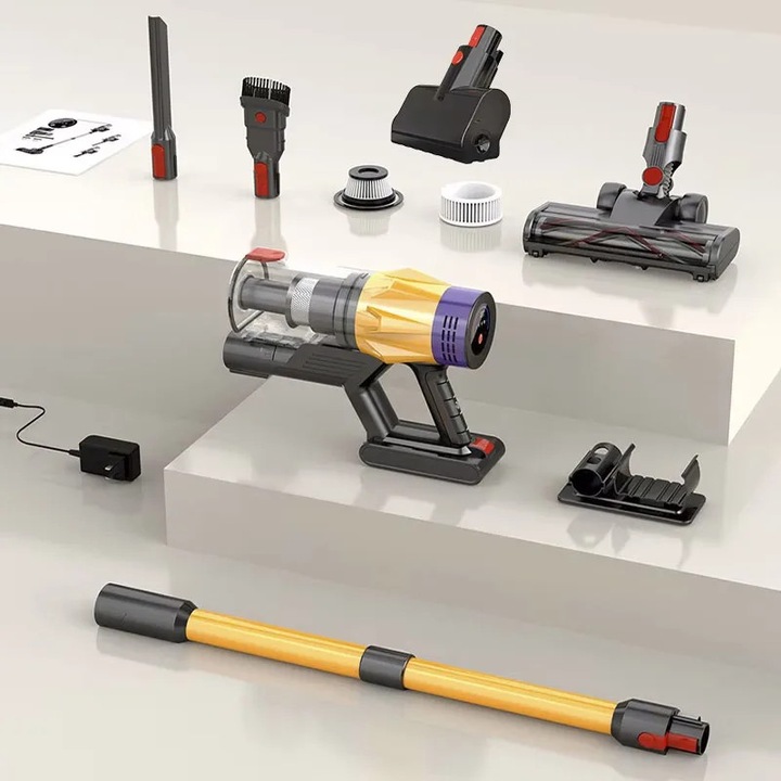 Aspirator portabil, putere de aspiratie 50 kPa, control LED, include perie pentru acarieni, 1.2L, fara fir