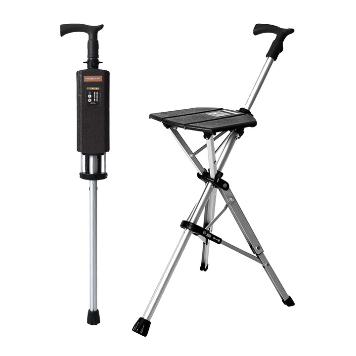 Baston cu scaun pliabil, inaltime ajustabila, 36-40 inch, portabil, 02