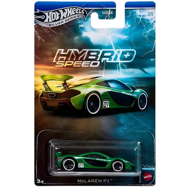 Masinuta metalica Hot Wheels, McLaren P1, 1:64, Verde, Silver