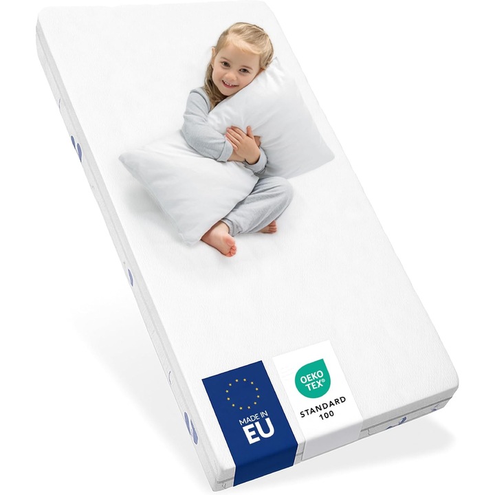 Saltea copii Sweety Fox, 60x120 cm, 11 cm grosime, alb