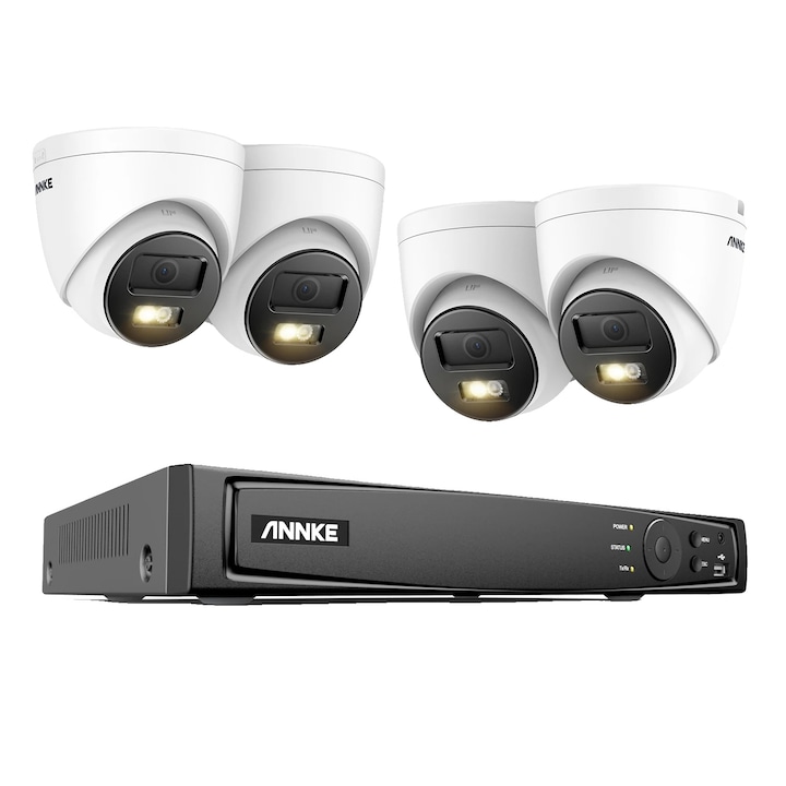 Kit Supraveghere 8CH NVR cu 4 Camere, 12MP, Detectie Miscare Inteligenta, Acces Remote, Multicolor