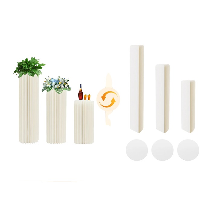 Set 3 suporturi Piedestal, Design Modern, Decorare Versatila, Alb