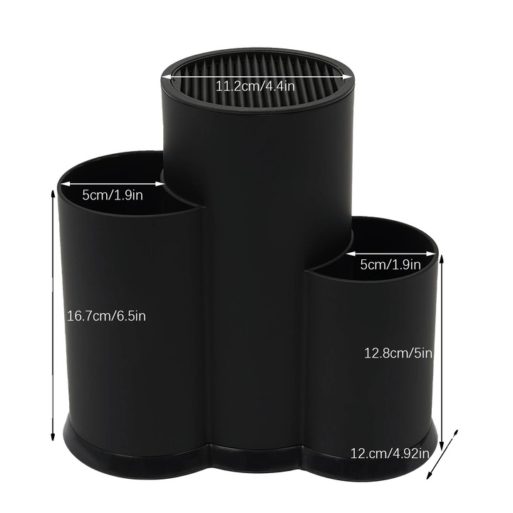 Suport tacamuri, multifunctional, accesibilitate usoara, negru, 4-5 cutite