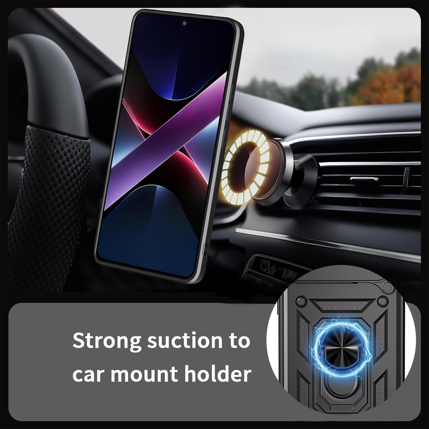 Husa telefon Mat-Tech compatibila cu Honor 400, Protectie Camera, Inel, Magnet, Anti-Shock, Rugged Protection, Negru
