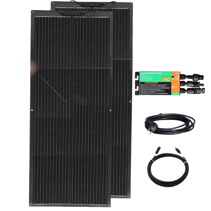 Kit panou solar, 200W, design monocrystalline, instalare versatila, 1140x460x2.5mm, 220V