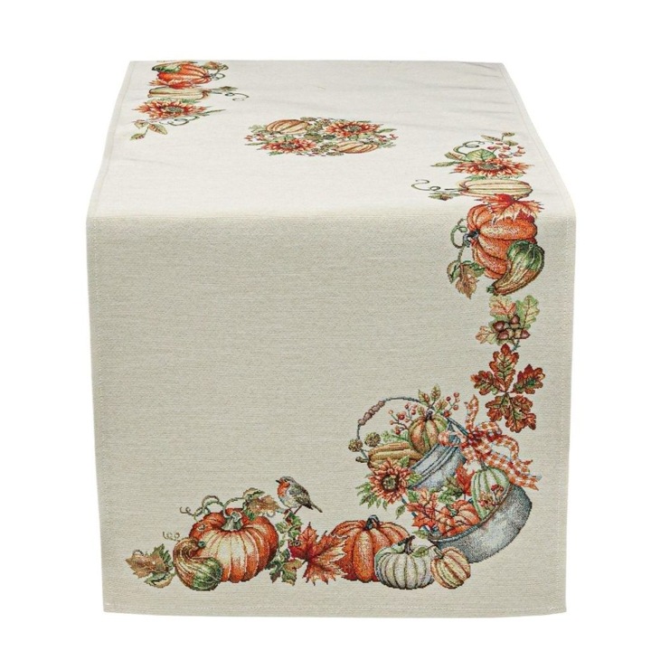 Napron de masă tip goblen, model dovleac de toamnă, 44x140cm