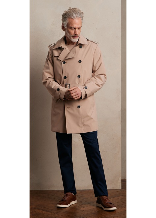 Palton barbati bytom, trench, poliester, epoleti, captuseala in carouri, bej