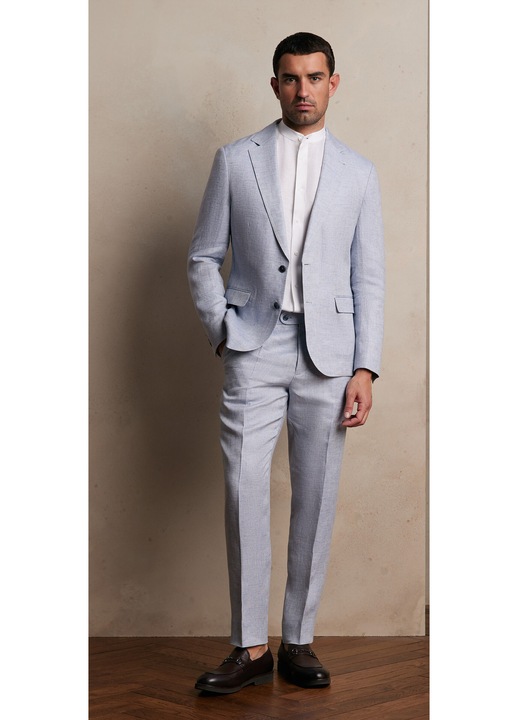 Pantaloni barbati, bytom, plisati, albastru deschis, 100% in, set cu sacou, 58 EU