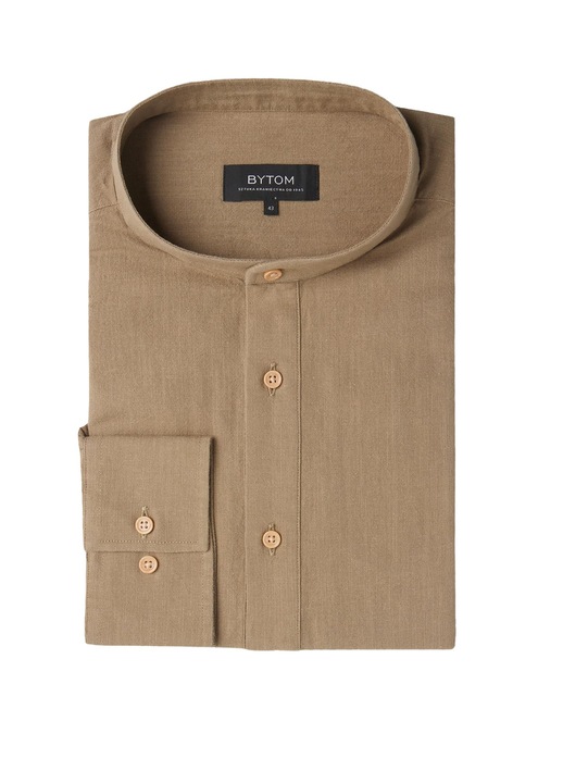 Camasa barbati, bytom, kaki, bumbac si in, guler ridicat, maneci reglabile