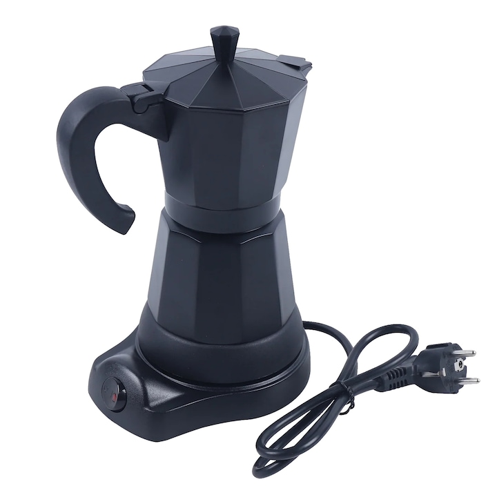 Cafetiera moka, 300 ml, aluminiu durabil, negru