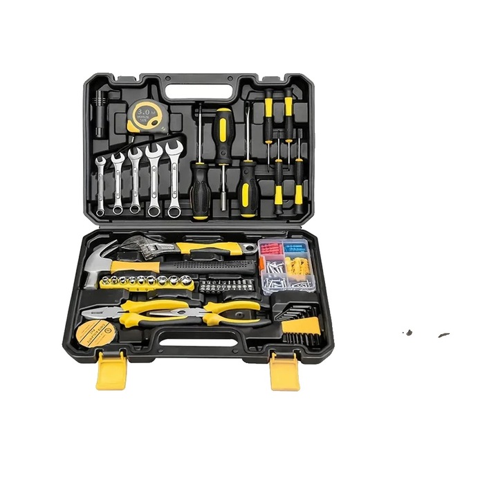 Set de unelte pentru uz casnic, 88 piese, unelte combinate, otel Cr-V forjat, maner cu prindere moale