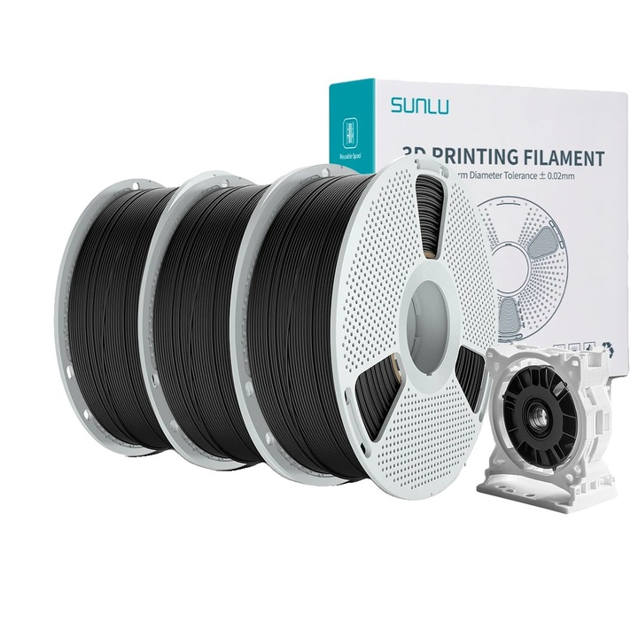 Filament 3D nyomtatóhoz, SUNLU, magas hőmérsékletnek ellenálló, nagy keménységű, fekete, 3KG