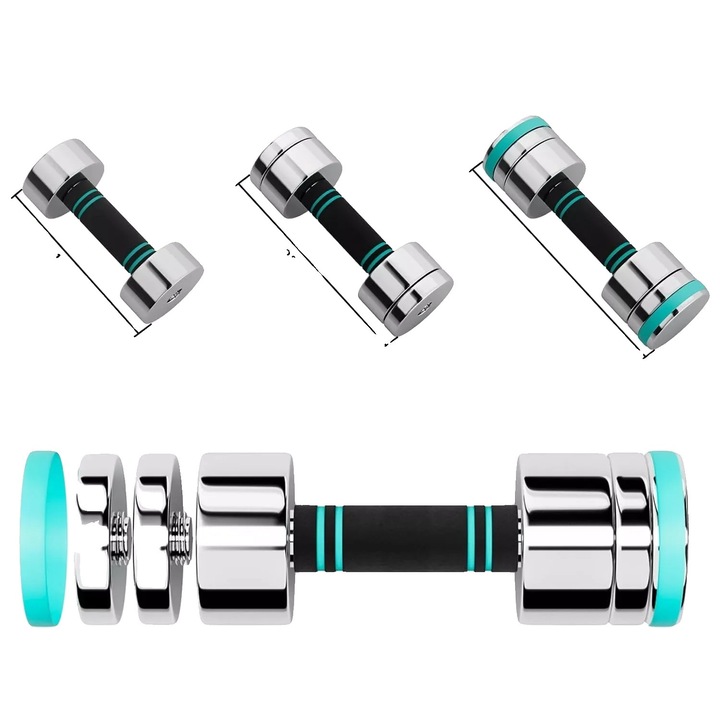 Set haltere ajustabile 2x10kg, design compact, constructie din otel inoxidabil