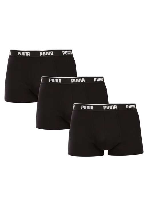 Set 3 perechi de boxeri barbatesti Puma, bumbac/elastan, design modern, negru